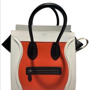 Céline Luggage Tricolor Runway Mini Vermillion